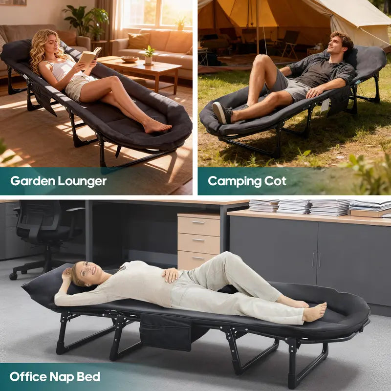 6-Position Adjustable Camping Cot with Mattress (450lbs Support)