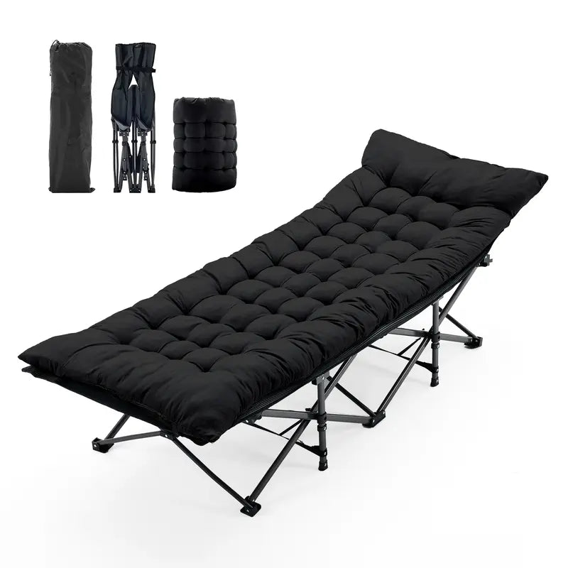 6-Position Adjustable Camping Cot with Mattress (450lbs Support)