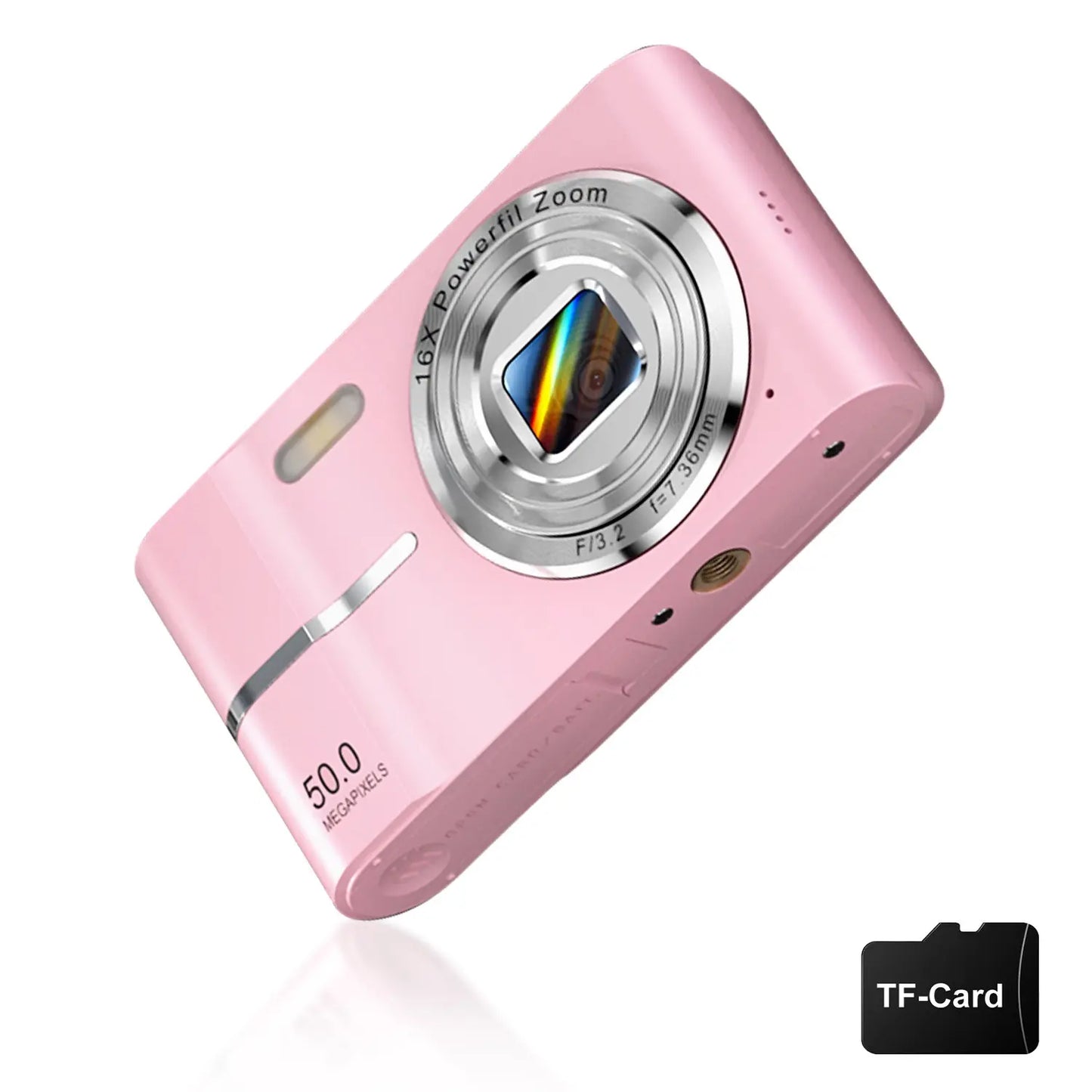 Digital Camera, Portable Travel Camera, Auto Focus 5mp Fhd 1080P, 16x Digital Zoom, Hybrid Image Stabilization, Compact Design, Includes SD Card