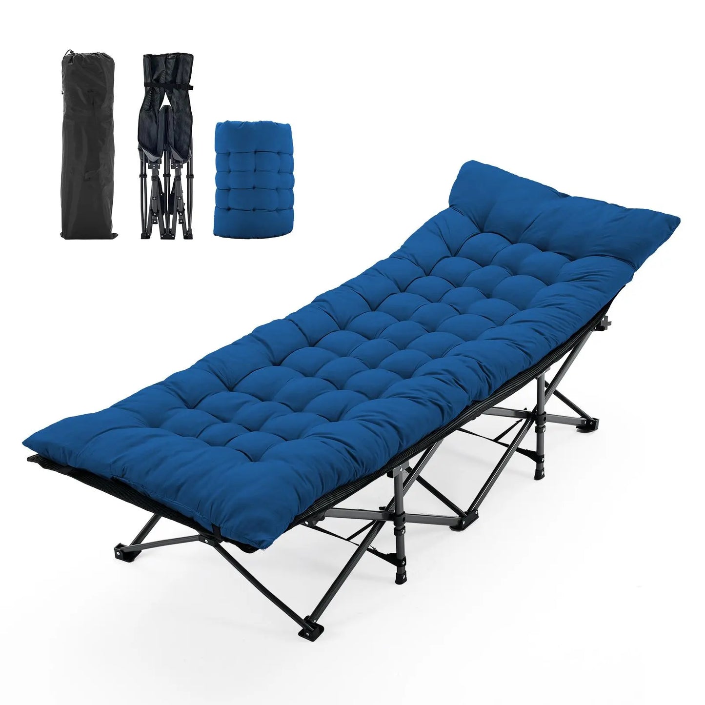 6-Position Adjustable Camping Cot with Mattress (450lbs Support)