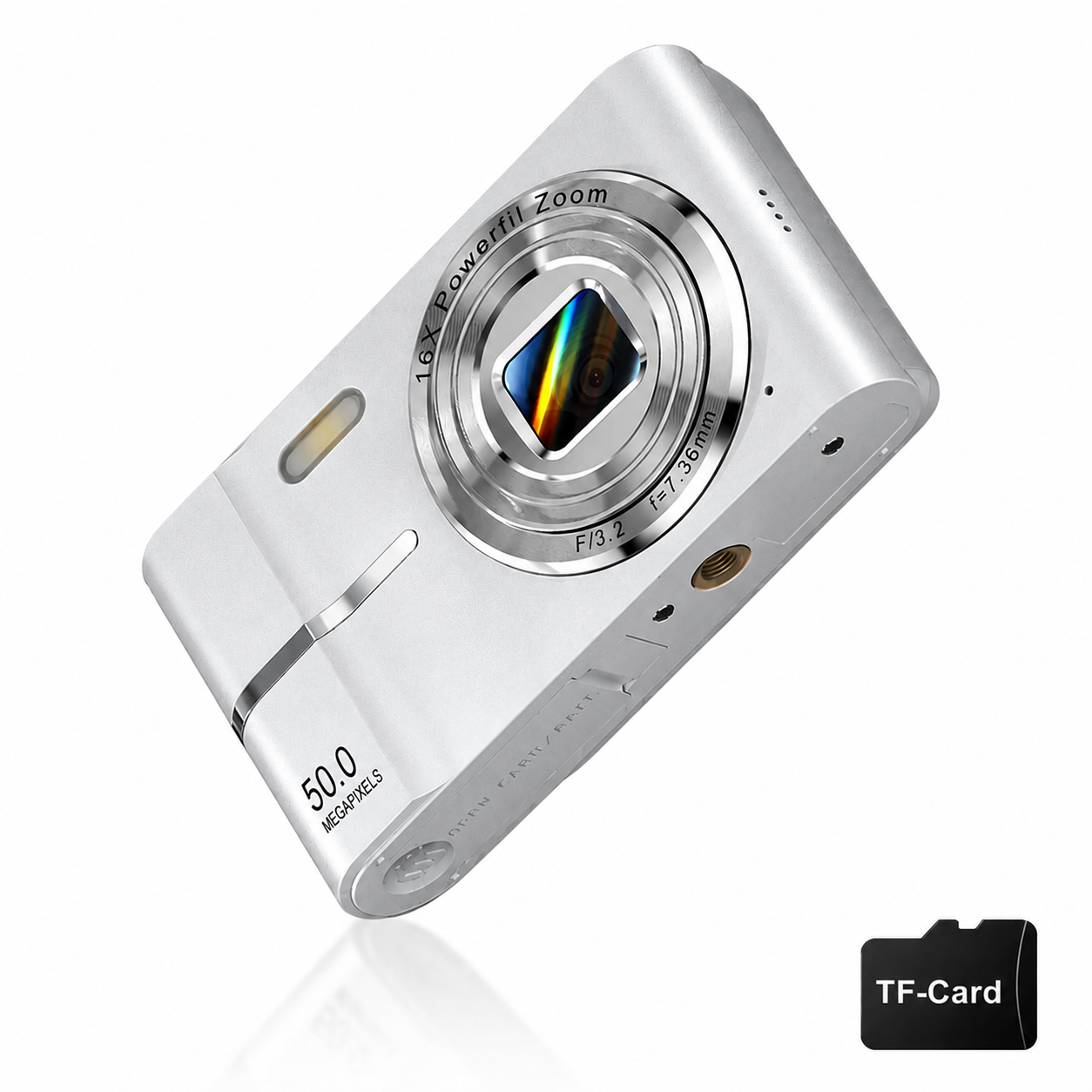 Digital Camera, Portable Travel Camera, Auto Focus 5mp Fhd 1080P, 16x Digital Zoom, Hybrid Image Stabilization, Compact Design, Includes SD Card