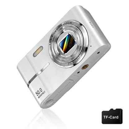 Digital Camera, Portable Travel Camera, Auto Focus 5mp Fhd 1080P, 16x Digital Zoom, Hybrid Image Stabilization, Compact Design, Includes SD Card