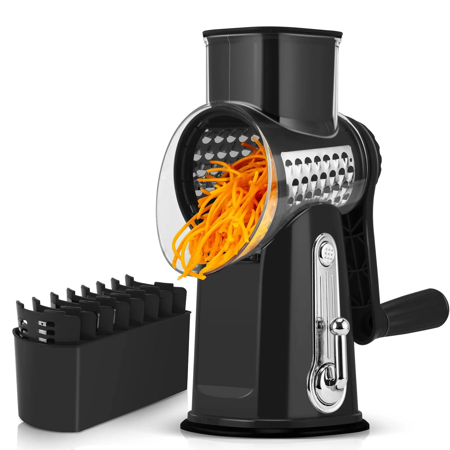 5-Blade Rotary Cheese Grater & Vegetable Slicer with Suction Base