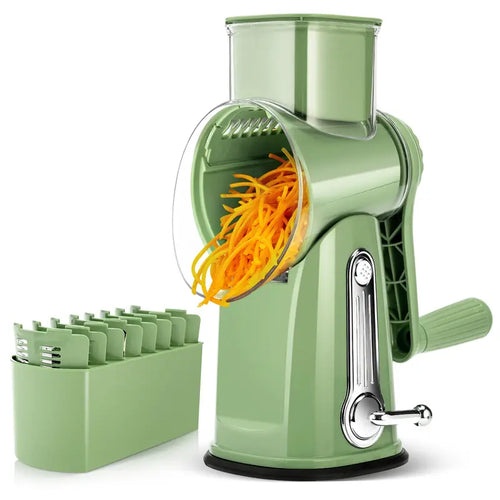 5-Blade Rotary Cheese Grater & Vegetable Slicer with Suction Base