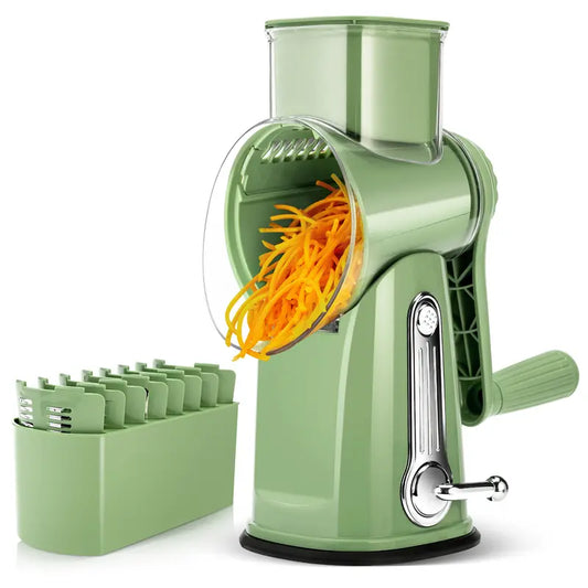 5-Blade Rotary Cheese Grater & Vegetable Slicer with Suction Base