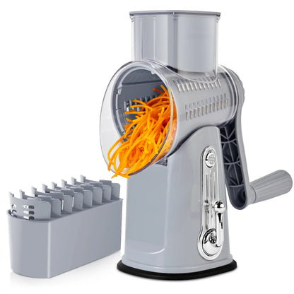 5-Blade Rotary Cheese Grater & Vegetable Slicer with Suction Base