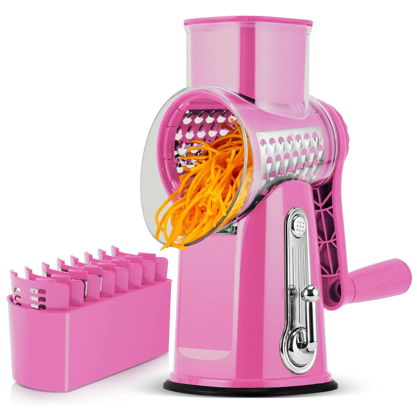 5-Blade Rotary Cheese Grater & Vegetable Slicer with Suction Base