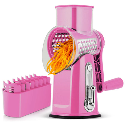 5-Blade Rotary Cheese Grater & Vegetable Slicer with Suction Base