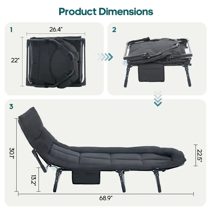 6-Position Adjustable Camping Cot with Mattress (450lbs Support)