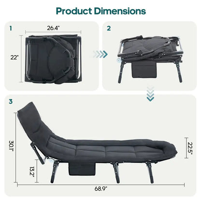 6-Position Adjustable Camping Cot with Mattress (450lbs Support)