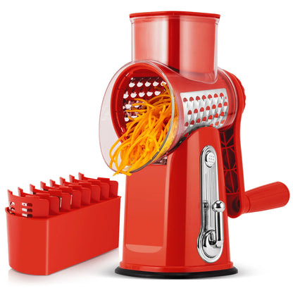 5-Blade Rotary Cheese Grater & Vegetable Slicer with Suction Base