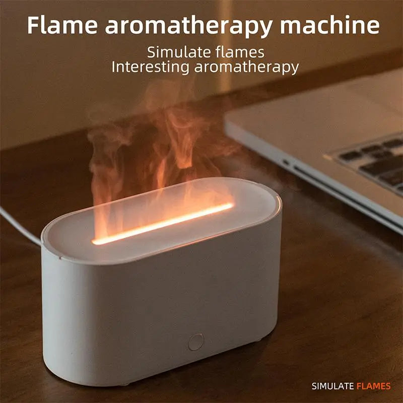 Flame Effect USB Diffuser & Humidifier 2-in-1, Ultrasonic Aromatherapy Mist with Timer & Auto Shut-Off, 7-Color Night Light for Home Bedroom