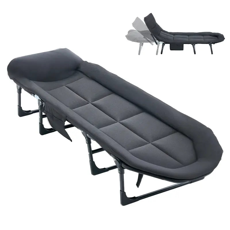 6-Position Adjustable Camping Cot with Mattress (450lbs Support)