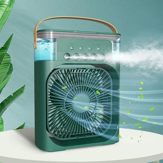 USB Misting Fan with 7-Color LED Light, 3-Speed Evaporative Air Cooler, 1/2/3H Timer & 3 Spray Modes for Desk Nightstand, 5V 2A Adapter Required