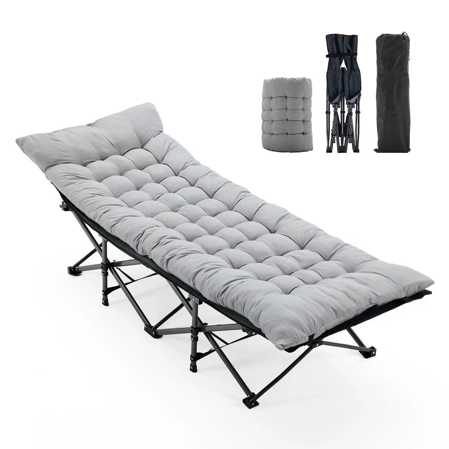 6-Position Adjustable Camping Cot with Mattress (450lbs Support)