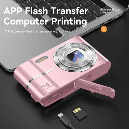 Digital Camera, Portable Travel Camera, Auto Focus 5mp Fhd 1080P, 16x Digital Zoom, Hybrid Image Stabilization, Compact Design, Includes SD Card