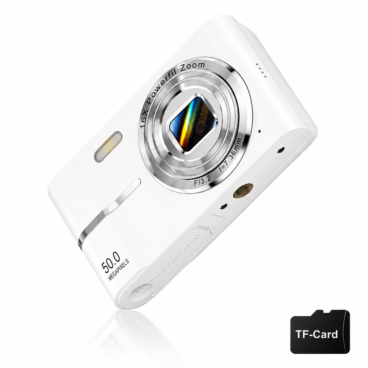 Digital Camera, Portable Travel Camera, Auto Focus 5mp Fhd 1080P, 16x Digital Zoom, Hybrid Image Stabilization, Compact Design, Includes SD Card