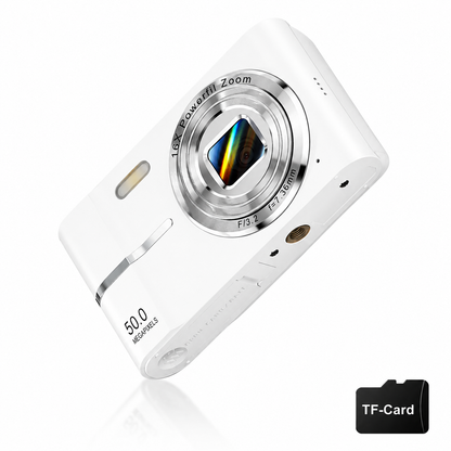 Digital Camera, Portable Travel Camera, Auto Focus 5mp Fhd 1080P, 16x Digital Zoom, Hybrid Image Stabilization, Compact Design, Includes SD Card