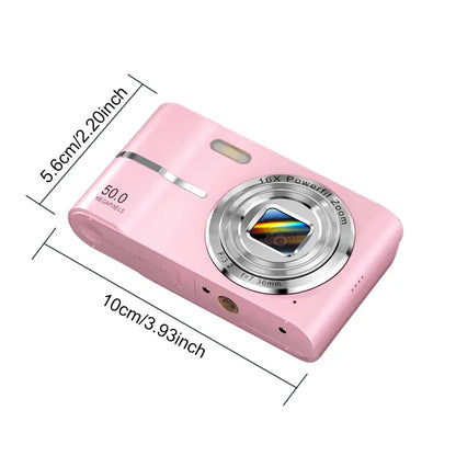 Digital Camera, Portable Travel Camera, Auto Focus 5mp Fhd 1080P, 16x Digital Zoom, Hybrid Image Stabilization, Compact Design, Includes SD Card