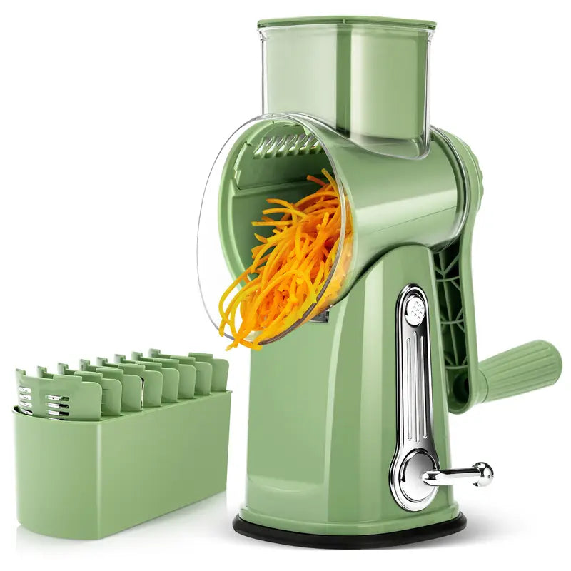 5-Blade Rotary Cheese Grater & Vegetable Slicer with Suction Base