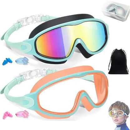 MERSUN 2-Pack Kids Swim Goggles, Anti-Fog UV Protection Swimming Glasses for Boys Girls Ages 3-15, Adjustable Waterproof